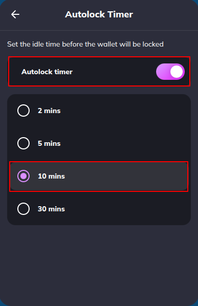 Auto-lock timer
