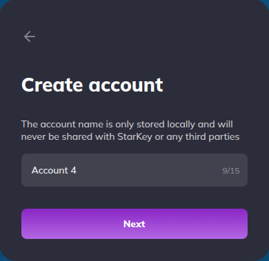 Create account — name