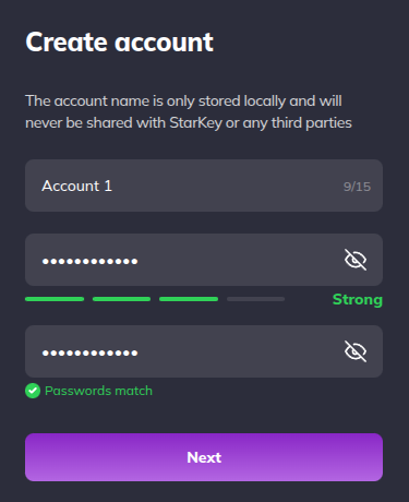 Set account name and password