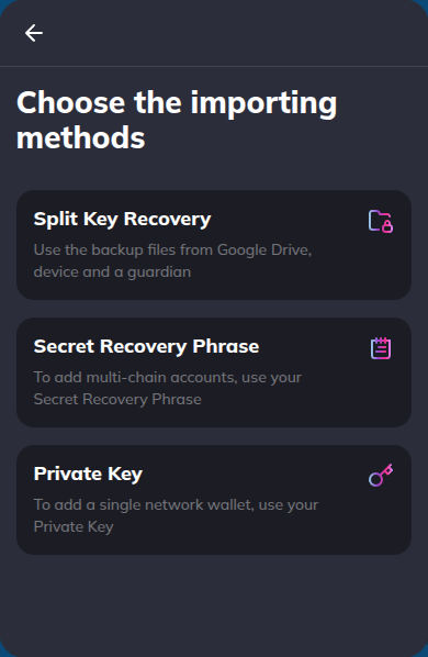 Import account methods
