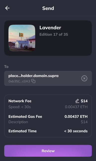 NFT send — pick recipient