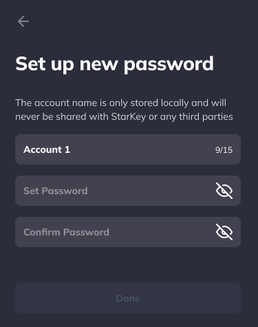 Set new password after recovery