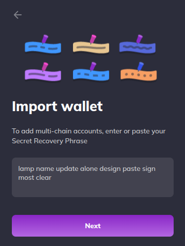 Submit recovery phrase