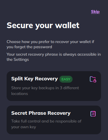 Choose backup method