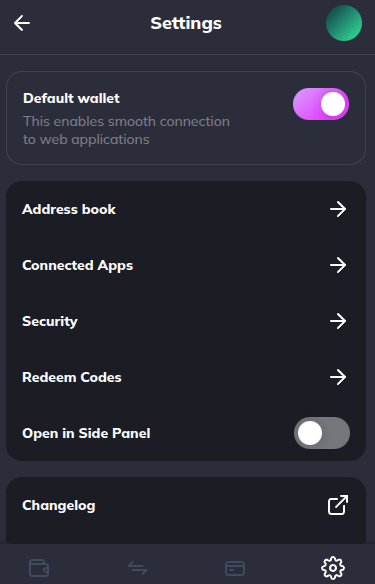 Settings index