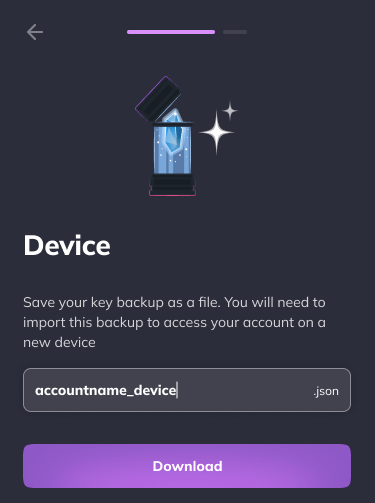 Save backup to device