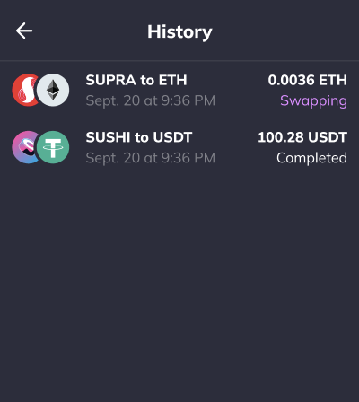 Swap history