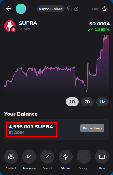 Token details and balance